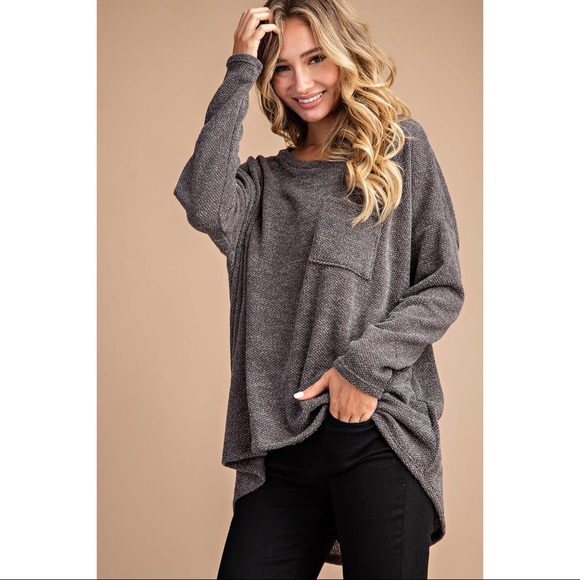 likeNarly Tops - Susie Dolman Pocket Long Sleeve - Olive